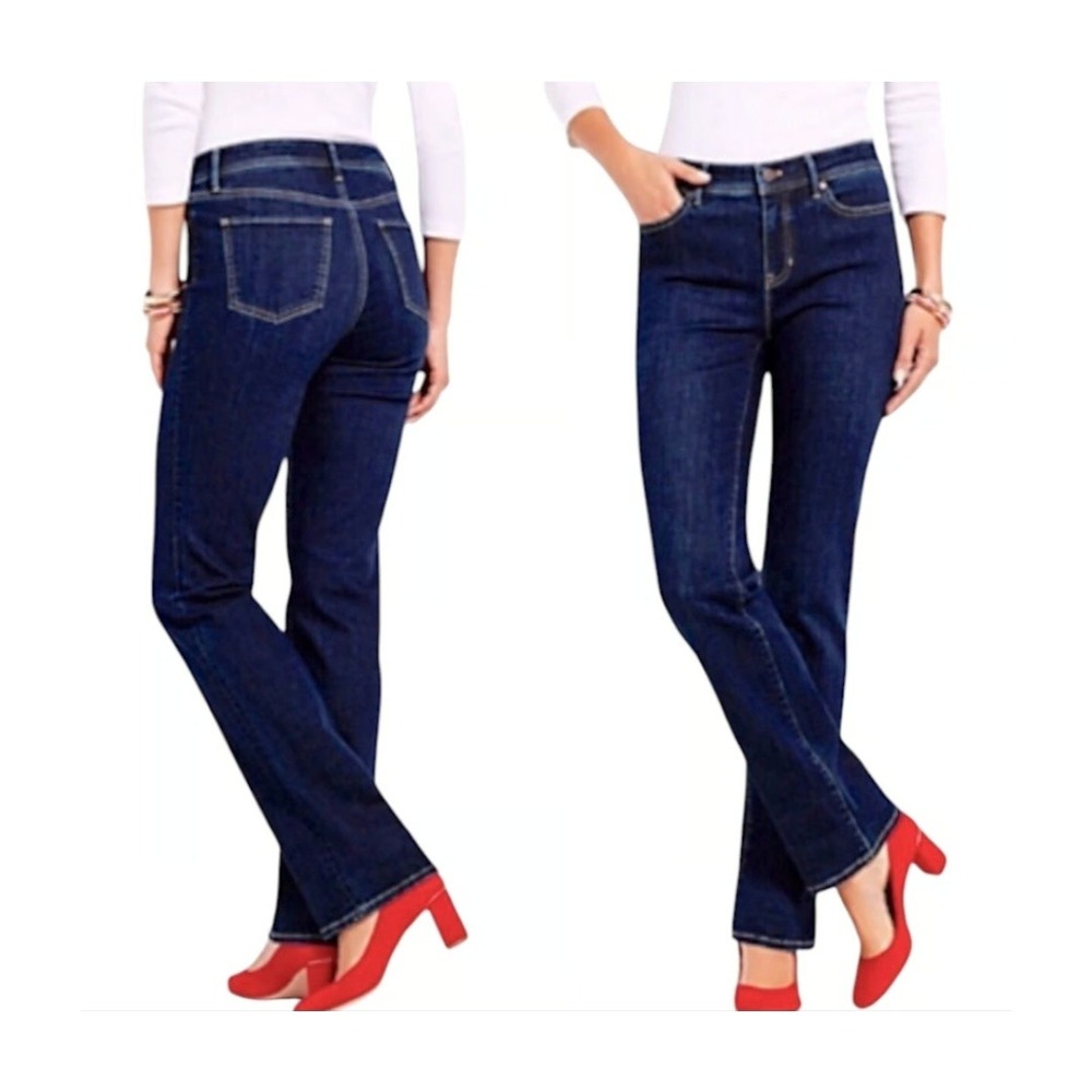 Talbots Signature Cotton Bootcut Jeans 12/31 Dark Wash Classic Stretch Denim
